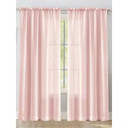 HOMEMONDE Pink 2 Pieces Sheer Rod Pocket Cotton Long Door Curtains-picture-29