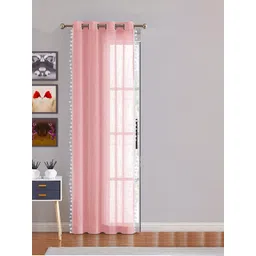 HOMEMONDE Pink & White Cotton Sheer Long Door Curtain-picture-29