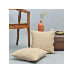 HOMEMONDE Taupe Set of 2 Striped Square Cushion Covers-picture-25