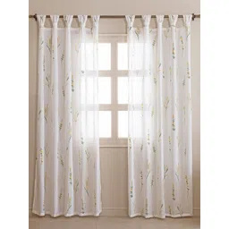 HOMEMONDE White & Green 2 Pieces Floral Printed Sheer Door Curtain-picture-34