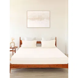 HOMEMONDE White Striped 300 TC Cotton Fitted King Bedsheet & 2 Pillow Covers-picture-34