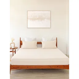 HOMEMONDE White Striped 300 TC Cotton Fitted King Bedsheet with 2 Pillow Covers-picture-16