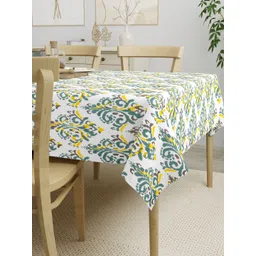 HOMEMONDE Yellow Ethnic Motifs Cotton Round 4-Seater Table Cover image 2