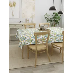 HOMEMONDE Yellow Ethnic Motifs Cotton Round 4-Seater Table Cover image 3