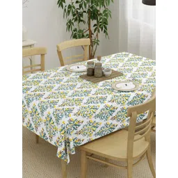 HOMEMONDE Yellow Ethnic Motifs Cotton Round 4-Seater Table Cover image 1