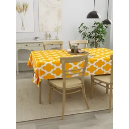HOMEMONDE Yellow Geometric Printed Cotton 4-Seater Table Cover image 3