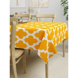 HOMEMONDE Yellow Geometric Printed Cotton 4-Seater Table Cover image 2