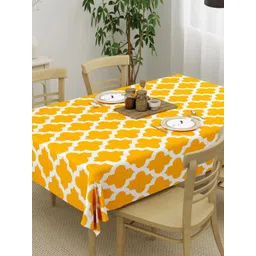 HOMEMONDE Yellow Geometric Printed Cotton 6-Seater Table Cover-picture-15
