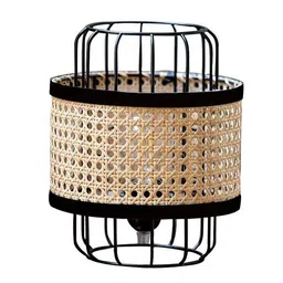 homesake 12" Rattan Cane Metal Table Lamp image 2