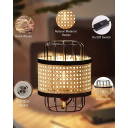 homesake 12" Rattan Cane Metal Table Lamp image 4