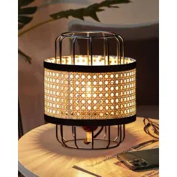 homesake 12" Rattan Cane Metal Table Lamp image 1