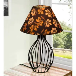 Black Bedside Table Lamp with Modern Design, Fabric Shade, and Geometric Metal Base-image-43