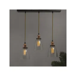 Homesake 3-Lights Linear Cluster Black & Brown Metal Modern Glass Bell Pendant Light - Set of 1-picture-26