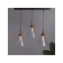 Homesake 3-Lights Linear Cluster Black & Brown Metal Modern Glass Cone Pendant Light - Set of 1-picture-31
