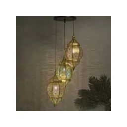 Homesake 3-Lights Round Cluster Golden Metal Classic Moroccan Orb Pendant Light - Set of 1-picture-36