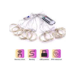 Homesake 8 Modes Curtain Lights Copper String 300 LED 10 Fairy Light 3MTR Each for Decoration-picture-11