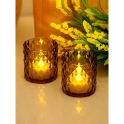 Homesake Acrylic Tealight Candle Holder Diamond Cut for Home Decor Table Centerpiece - Set of 2-picture-38