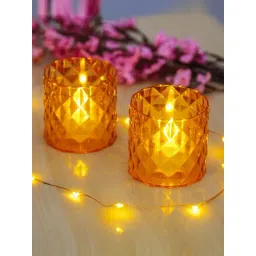 Homesake Acrylic Tealight Candle Holder Diamond Cut for Home Decor Table Centerpiece - Set of 2-picture-39