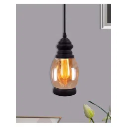 Homesake Amber Black & Transparent Glass Oval Pendant Lamp (Bulb not included)-picture-12