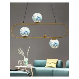 Homesake April in Paris Golden & Blue Metal 3-In-1 Pendant Light With Frosted Glass-picture-14