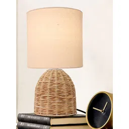 Homesake Beige & Brown Cylindrical Shaped Contemporary Table Lamp-picture-26