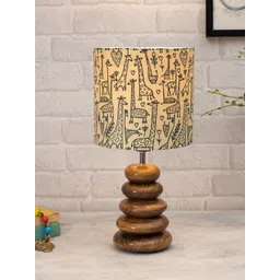 Homesake Beige & Brown Printed Wood Table Lamp With Savannah Shade LED Bulb Included-picture-10