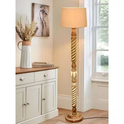Homesake Beige & Brown Textured Wood FloorLamp-picture-20