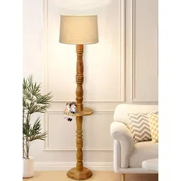 Homesake Beige & Brown Textured Wood FloorLamp-picture-11