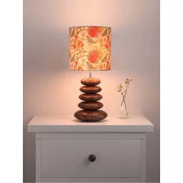 Homesake Beige & Brown Wood Bedside Desk Nightstand Table Lamp-picture-14
