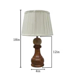 Homesake Beige & Brown Wood Chess Rustic Wood Bedside Ribbed Table Lamp image 5