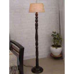 Homesake Beige & Brown Wood Classic Rustic Floor Lamp - Set of 1-picture-18