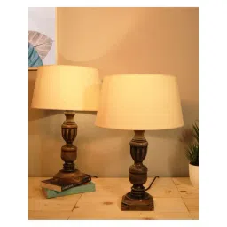 Homesake Beige & Brown Wood Signature Rustic Table Lamp - Set of 2-picture-13