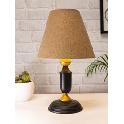Homesake Beige Colored & Black Textured Table Lamp with Jute Cone Shade-picture-30