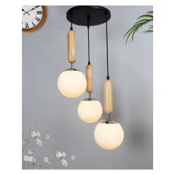 Homesake Beige Wood 3-In-1 Round Hanging Light With Chrome Finish-picture-25