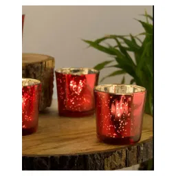 Homesake 'Birthday' Red Glass Tea Light Holder - Set of 10-picture-44