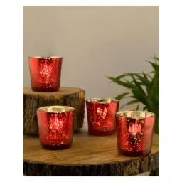 Homesake 'Birthday' Red Glass Tea Light Holder - Set of 4-picture-22