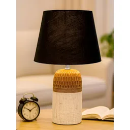 Homesake Black & Brown Textured Ceramic Contemporary Frustum Shaped Table Lamp-picture-27