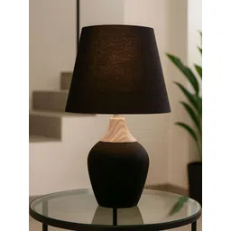 Homesake Black & Camel Brown Ceramic Industrial Frustum Shaped Table Lamp-picture-13