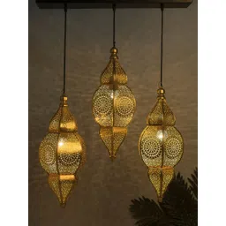 Homesake Black & Gold Toned 3-Lights Linear Cluster Pendant Ceiling Lamp-picture-27