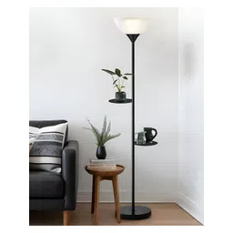 Homesake Black & White Metal Cylinder Shaped Floor Lamp With Acrylic Shade-picture-18