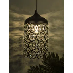 Homesake Black & White Textured Handcrafted Quad Crystal Hanging Light-picture-23