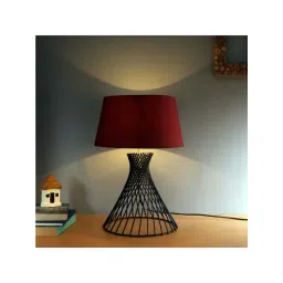 Homesake Black Metal Spiral Table Lamp with Red Shade - Set of 1-image-48
