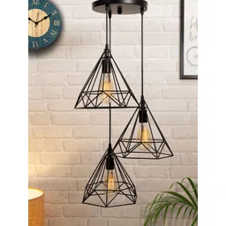 Homesake Black Set Of 3 Lights Cluster Chandelier Diamond Hanging Ceiling Lamp-picture-39