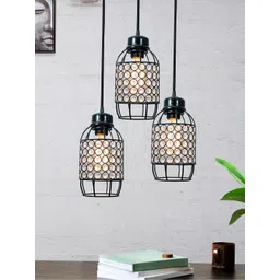 Homesake Black Textured 3-Lights Round Cluster Chandelier Hanging Pendant Lamp-picture-34