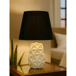 Homesake Black Textured Ceramic Industrial Frusturical Shaped Table Lamp-picture-11