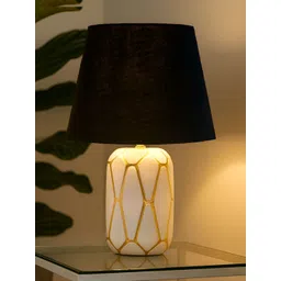 Homesake Black Textured Ceramic Industrial Frusturical Shaped Table Lamp-picture-30