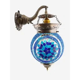 Homesake Blue Self Design Turkish Mosaic Heritage Style Armed Sconce image 4