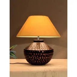 homesake Buckhead Pitcher Accent Table Lamp Modern Bronze Geometric Urn Base with Fabric Shade Rust Cone-picture-46