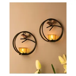 Homesake 'Christmas' Black & Yellow Metal Nested Candle Holder - Set of 2-picture-33