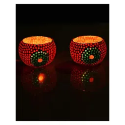 Homesake 'Christmas' Multicolor Glass Candle Holder - Set of 2-picture-27
